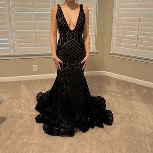 Jovani - 59762 Sexy Fitted Sequined Plunging Gown